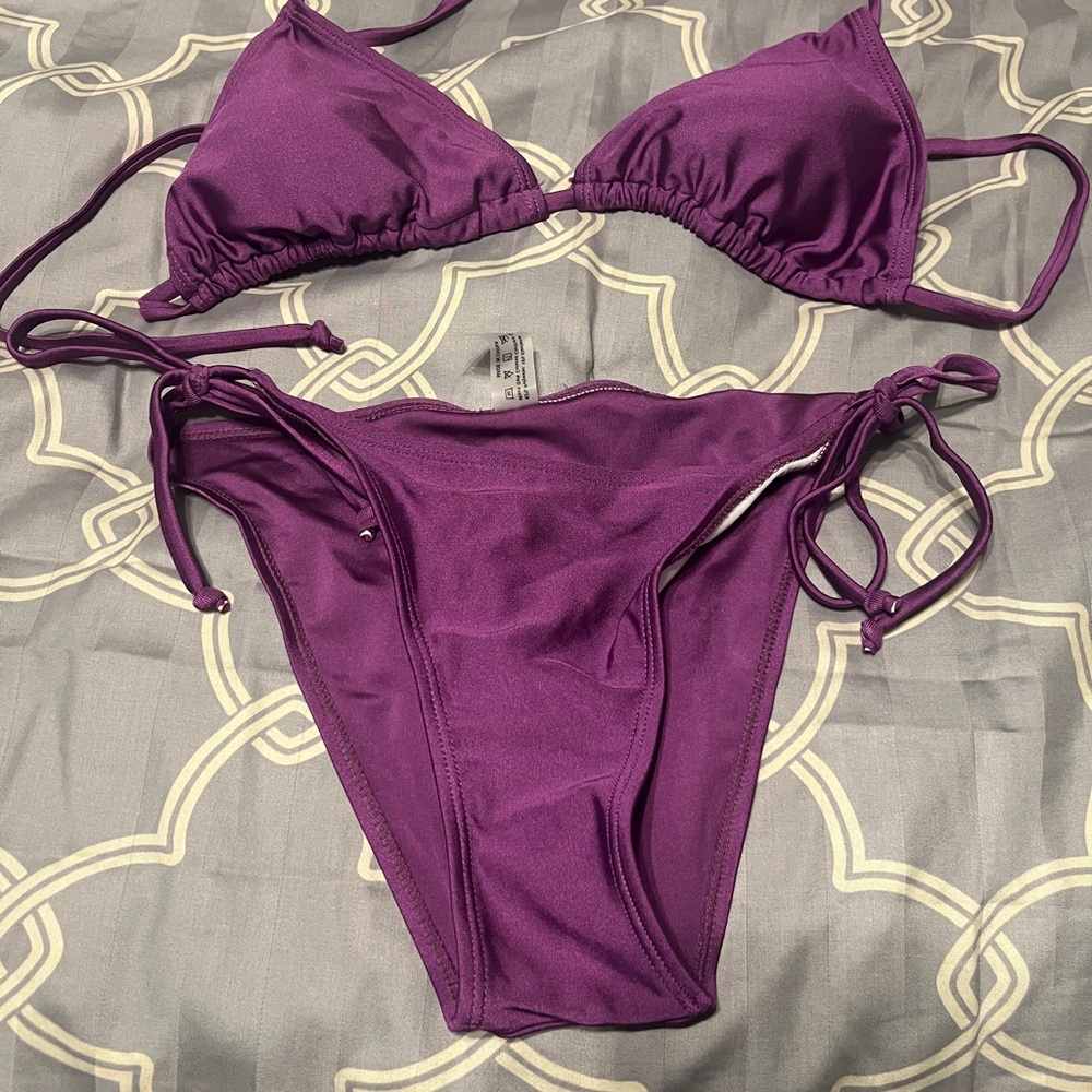 Purple Temu Triangle Tie-Side Bikini Set - Women Swim size M. Never worn.